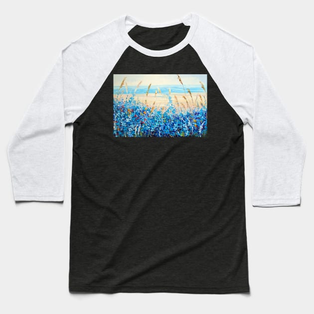 Flowers by the sea Baseball T-Shirt by OLHADARCHUKART